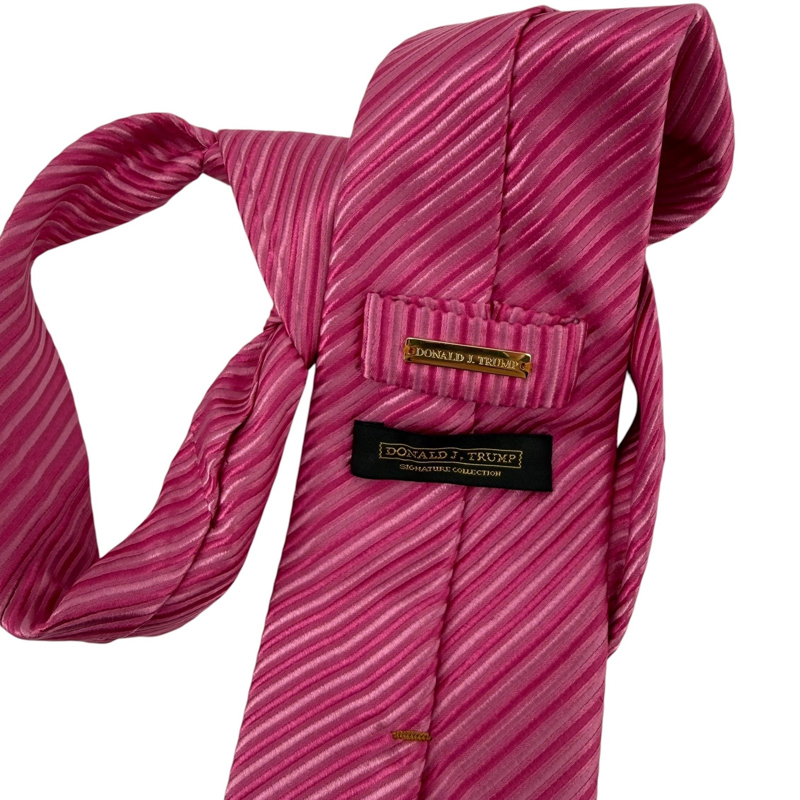 Donald J Trump Signature Collection Mens Pink Textured Stripe 100% Silk Necktie